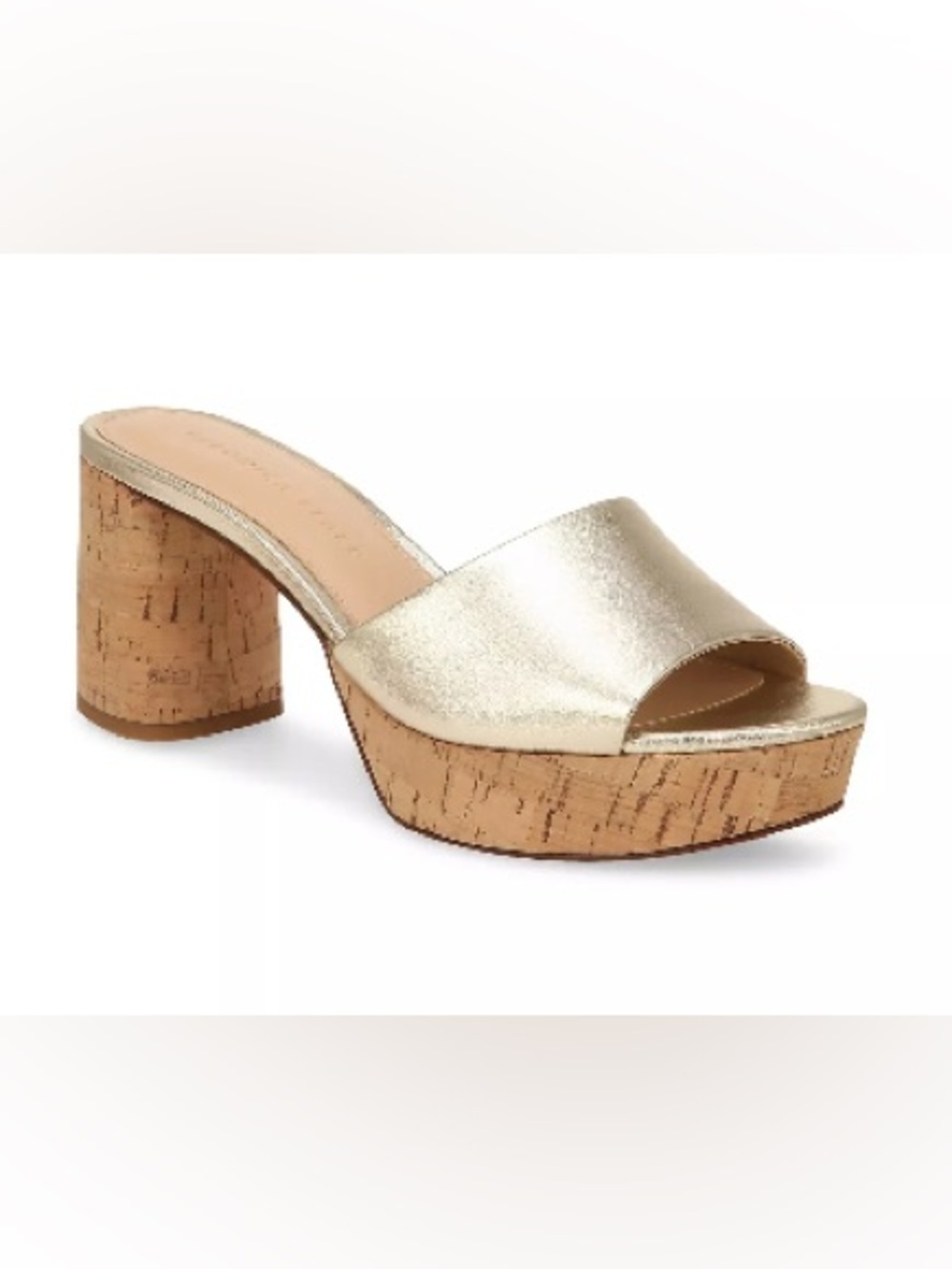 Veronica Beard Dali Gold Metallic Cork Platform Slide Sandals Size 9.5